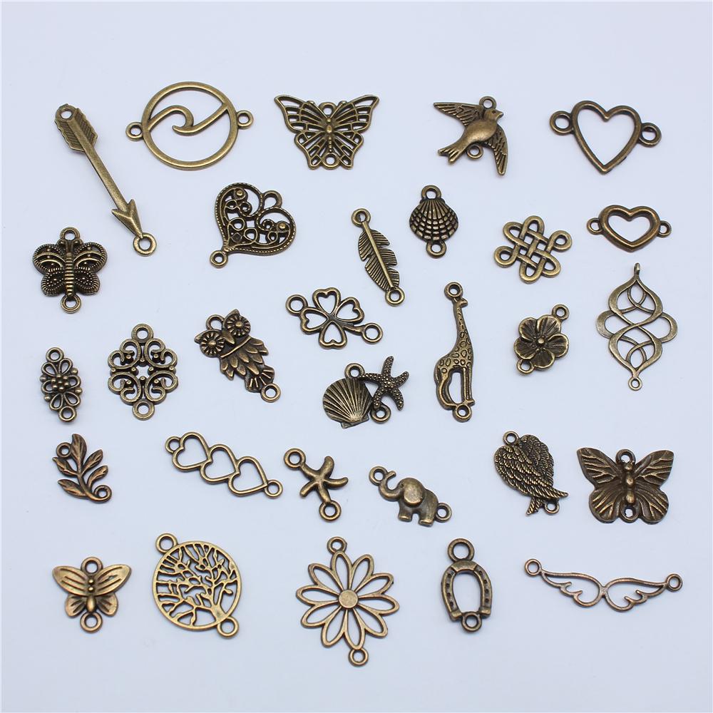 20pcs Connector Charms For Jewelry Making DIY Handmade Craft Necklace Bracelet Earring Making Vintage Antique Bronze Color