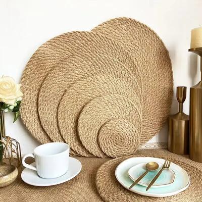 Jute Handgewebtes Platzset Verdickt Antibakteriell und Feuchtigkeitsbeständig Isolieruntersetzer Foto-Requisiten Rundes Jute Dekormatte