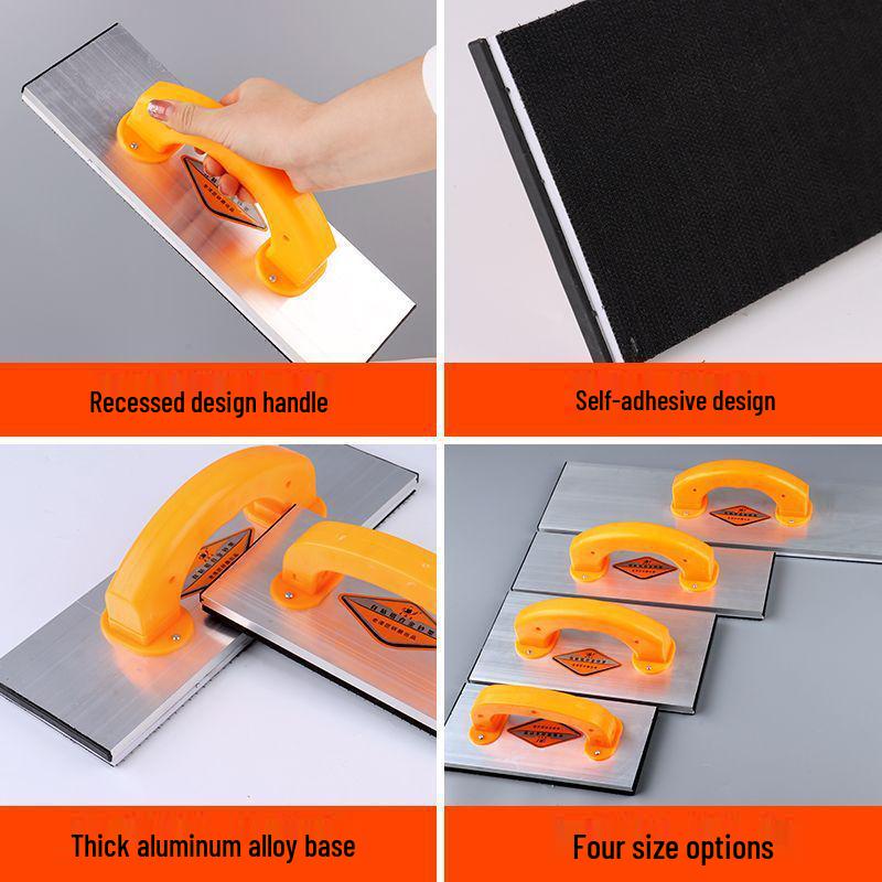 Flat Self-Adhesive Handheld Sandpaper Holder with Widened Sponge for Wall Putty and Inside Corners