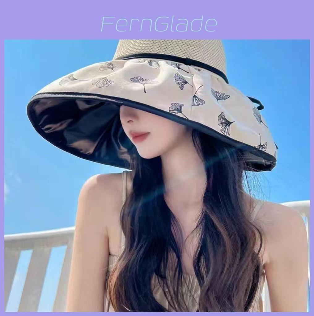 Sun Protection Hat With Butterfly Bow Summer Beach Wide Brim Sun Hat For Women