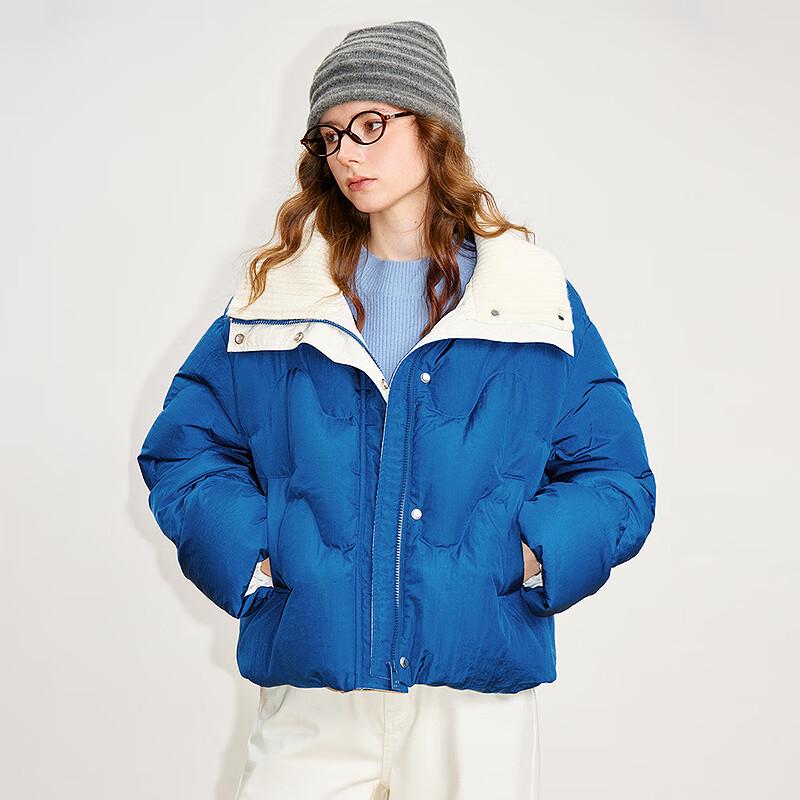 Chuyu Women's Knitted Lapel Puffy Down Jacket