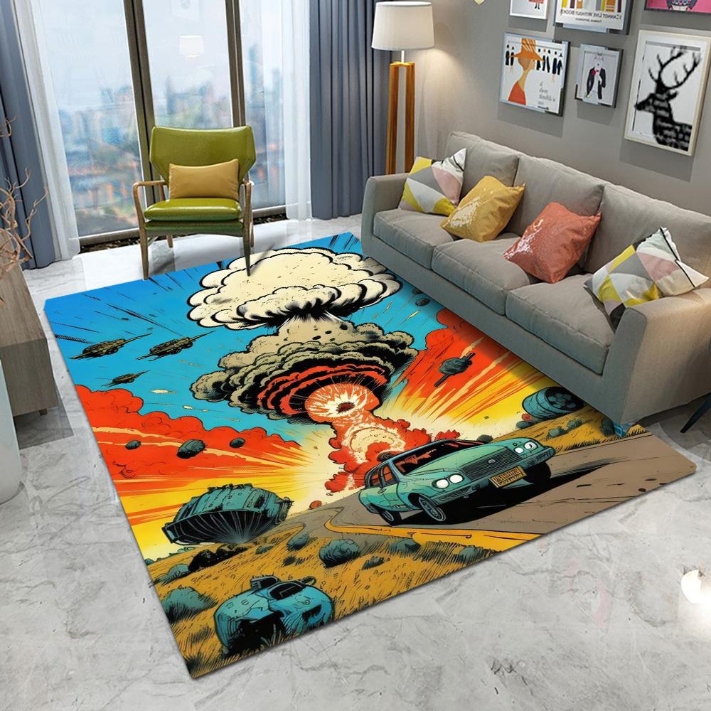 

Cartoon UFO Alien Rocket Explosion Carpet Living Room Sofa Bedroom Study Kitchen Entrance Door Mat Non-slip Home Decoration Rug 50x80cm