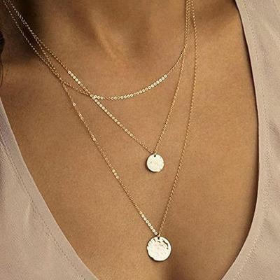 Women's Fashionable Alloy Necklace with Double Round Pendant