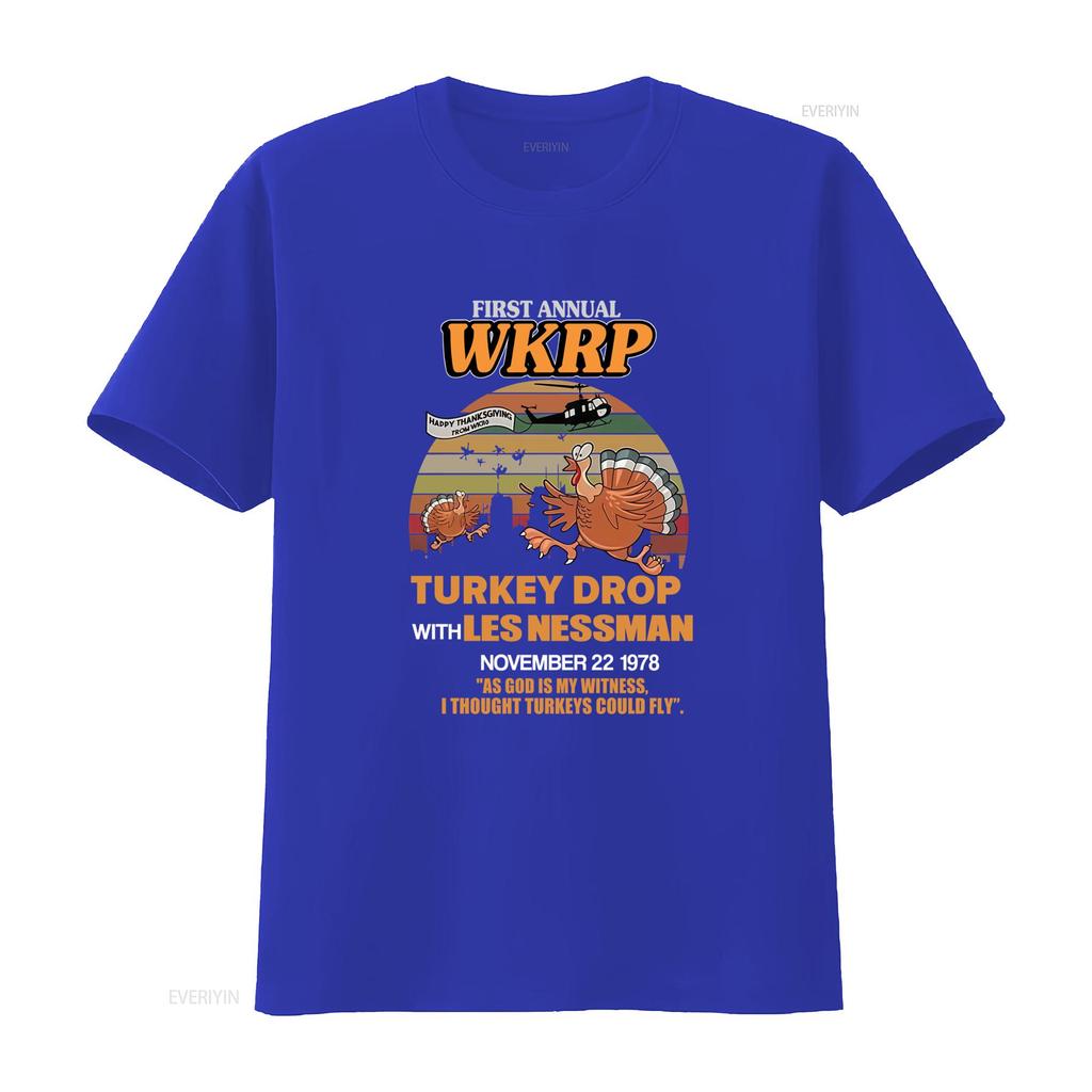 Thanksgiving Vintage Style Funny First Annual WKRP Turkey Drop Les Nessman T Shirt vintage Washed Top For Everyday Wear Casual