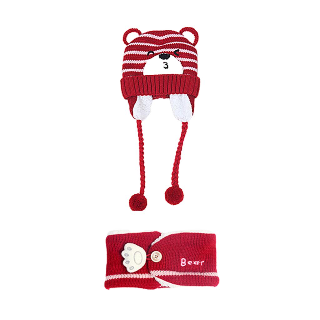 Unisex Winter Baby Bear Knit Hat Scarf Earmuff Warm Set