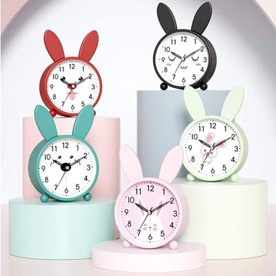 Cartoon Rabbit Alarm Clock Student Child Silent Non-Ticking Clock with Light