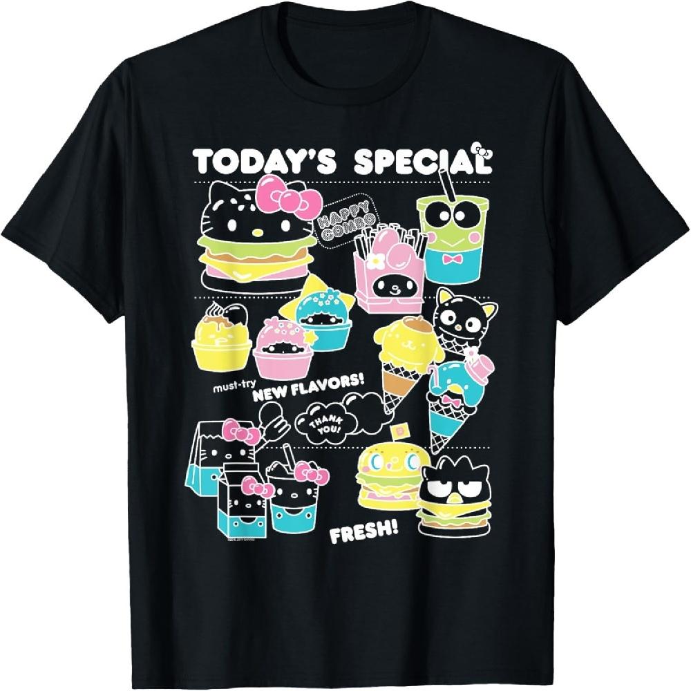 Привет Sanrio Kawaii Бургерная Меню для гурманов Футболка XXXXXL чёрный