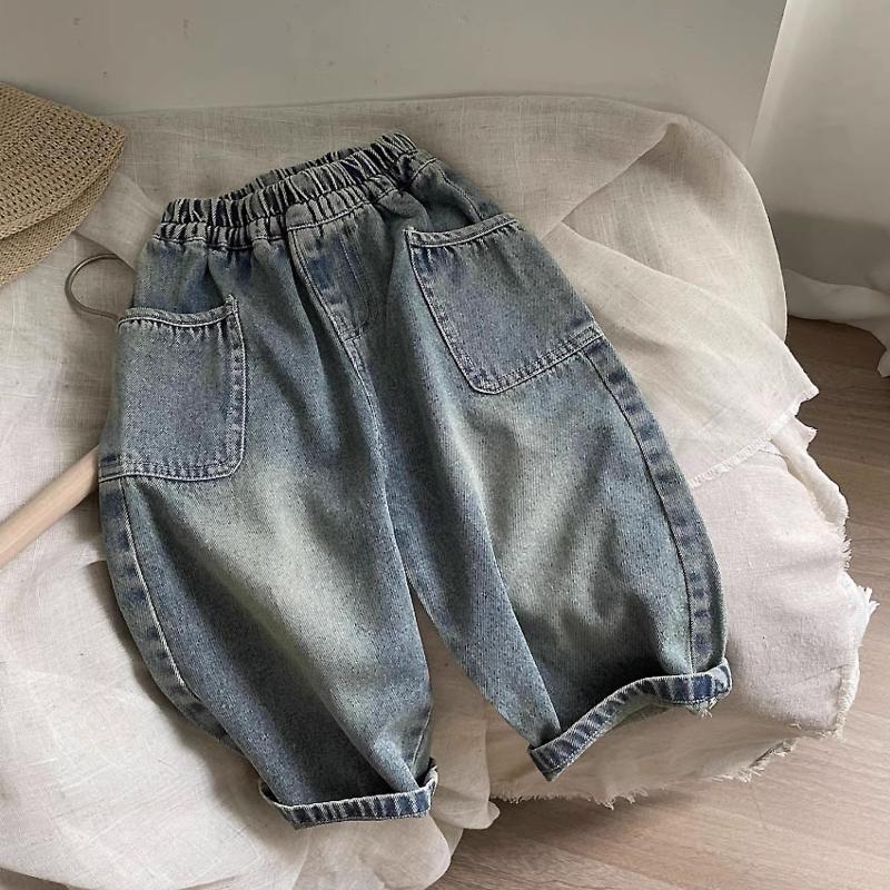 Baby Girls Boys Jeans Casual Comfortable Pants for Little Kids with Stylish Side Pockets Spring Autumn 0-6years