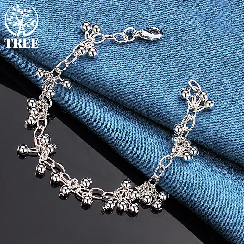 925 Sterling Silver Smooth Bright Bead Ball Chain Bracelet Jewelry