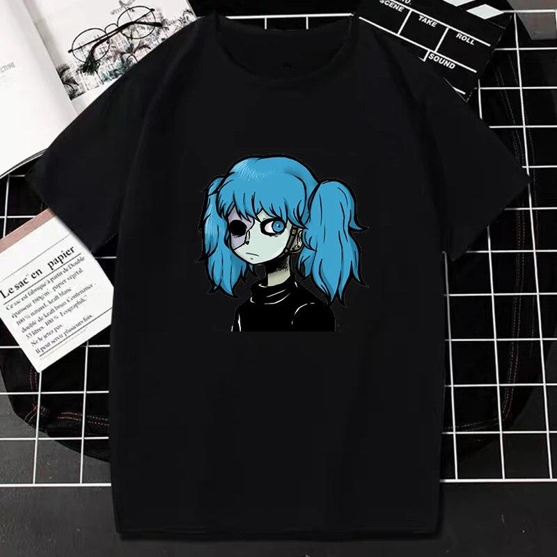 Tričko Sally Face Horror Game Print Tričko Kawaii Harajuku Anime Oblečení Ženy Unisex Móda Ležérní Tričko Hiphop Gothic Streetwear