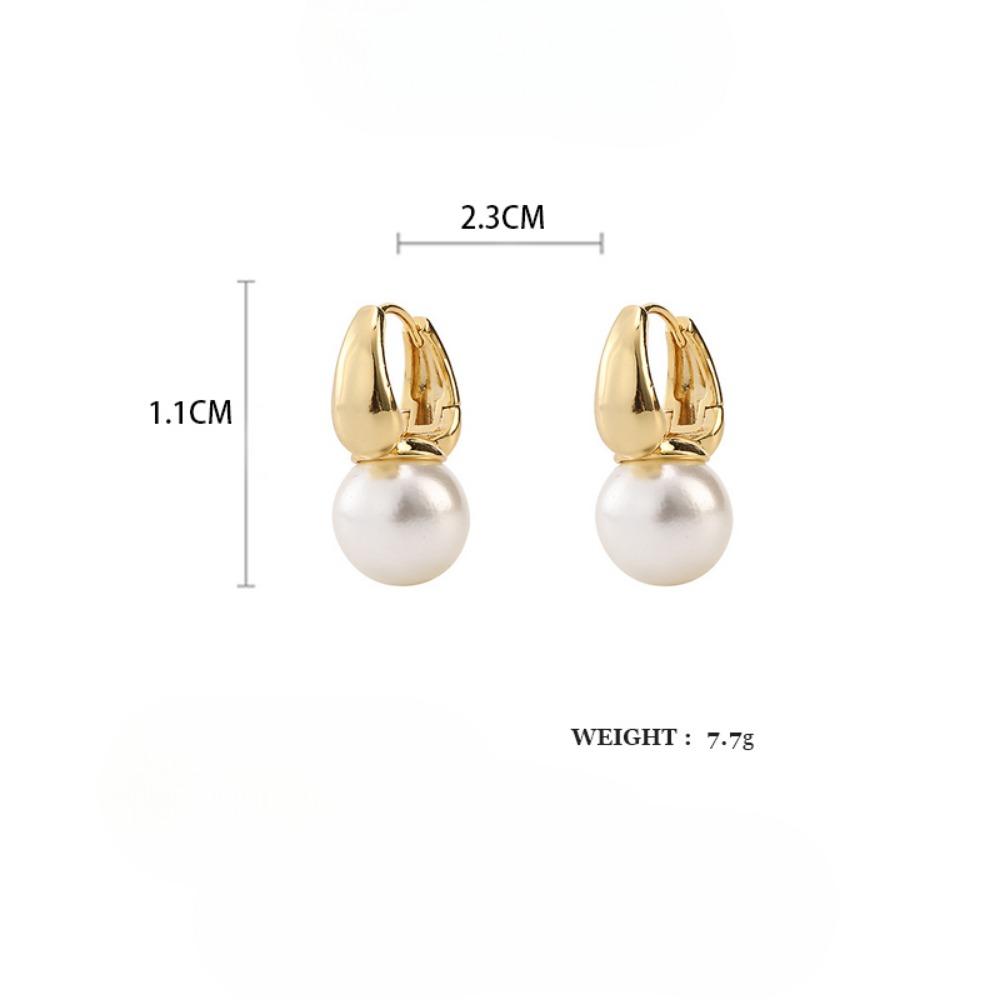 Cercei noi cu cerc din perle de imitație pentru femei, modă, stil minimalist, cataramă de ureche din cupru, accesorii de cercei de nuntă de lux ușor