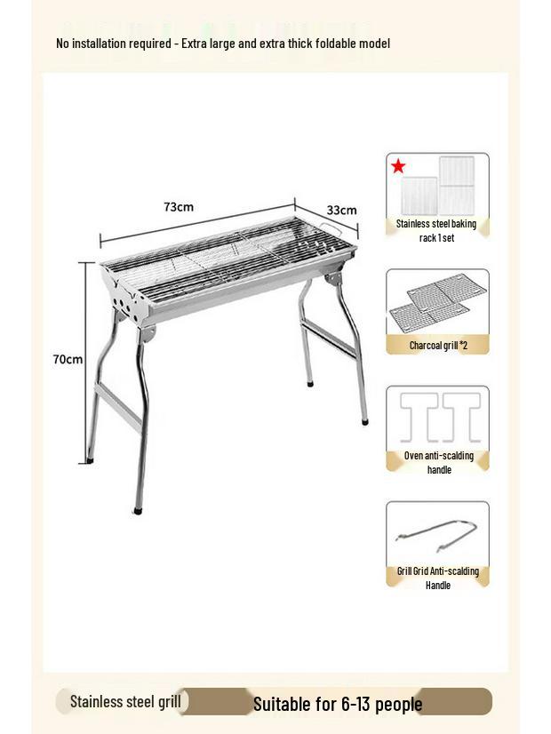Portable Folding BBQ Grill with Stainless Steel Net