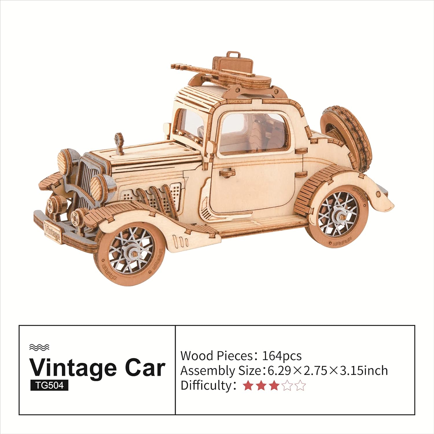 

Robotime Wooden Model Vintage Car Kits 3D Wooden Puzzles DIY Model Kits Collection Lover Best Gift for 14+