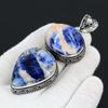 Sodalite Gemstone Handmade 925 Sterling Silver Jewelry Pendant Double Stone Antique Pendant Natural Sodalite Gemstone Pendant For Gifts