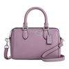 Rowan 18 Logo Prateado Alça de Ombro Removível Fechamento com Zíper Mini Bolsa de Mão em Couro Refinado tipo Pebble Feminino Roxo CW328-SVNII