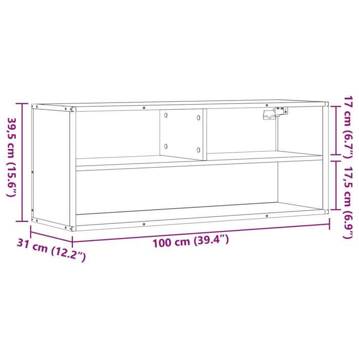 VidaXL Meuble TV chêne fumé 100x31x39,5 cm bois d'ingénierie et métal, support TV, armoire média, console TV, meuble HiFi, 848936