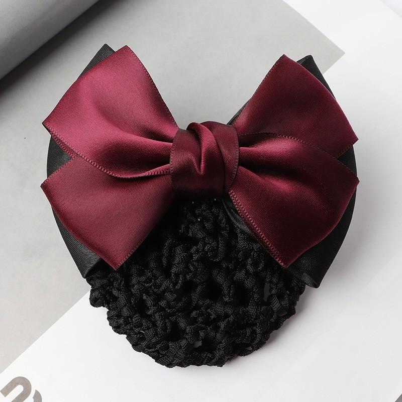 

1 Piece Bow Knit Hair Net Suitable for All Seasons Professional Style Neat and Elegant with Multiple Bow Styles To Choose From бордовый
