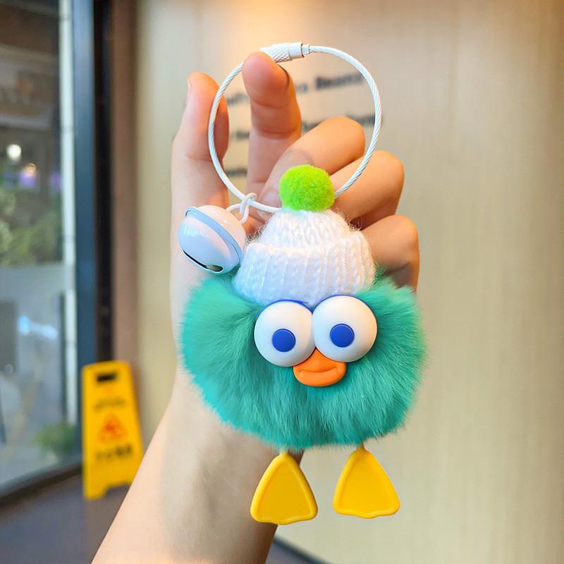 Rabbit Rex Stylish Fur Duck Keychain Plush Doll Bag Accent In Orange