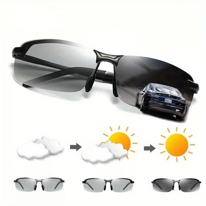 1pc Photochromic Sunglasses Fashion Classic Men Square Driving Goggles Polarized Day Night Chameleon Glasses