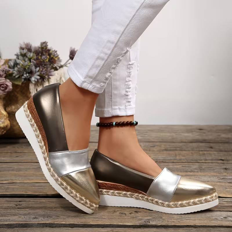 Buty Jedne Jesień Nowe Szpiczasty Nosek Płytkie Usta Słomiana Platforma Antypoślizgowe Wsuwane Koturn