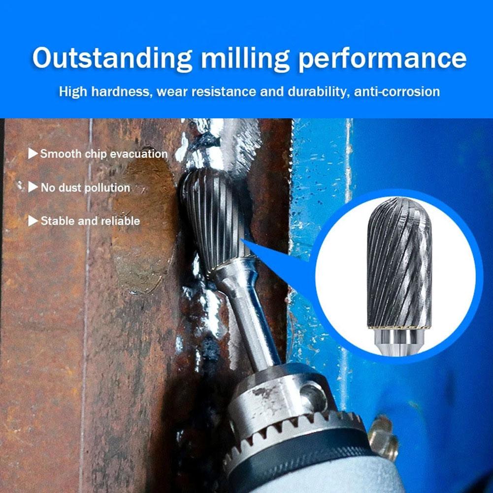 1 Stück 6-mm-Schaft Hartmetall-Rotationsfeile Fräser Grat Zylindrisches Bit Endfräser Typ C Für Holzbearbeitung Bohren Metall