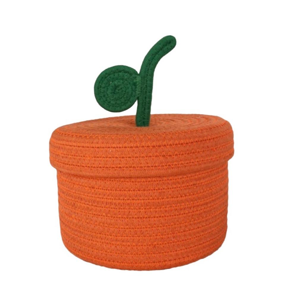 

Round Cotton Rope Storage Basket Decorative with Lid Hand Woven Storage Basket Large Capacity Sundries Storage Basket оранжевый