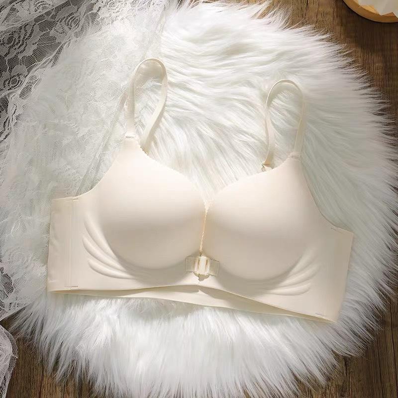 

Girl Spring and Summer Sexy Leopard Print Gather Small Chest Show Big No Trace Comfortable Anti Droop Underwear 38/85AB білий