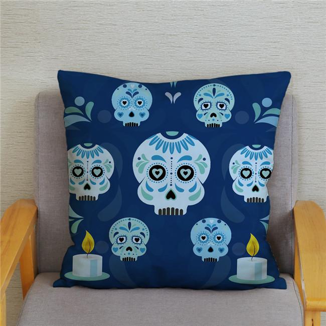 Mexican Day of The Dead Pillowcase Bedroom Living Room Sofa Home Decoration  Cartoon Flower Skull Print Cushion Cover