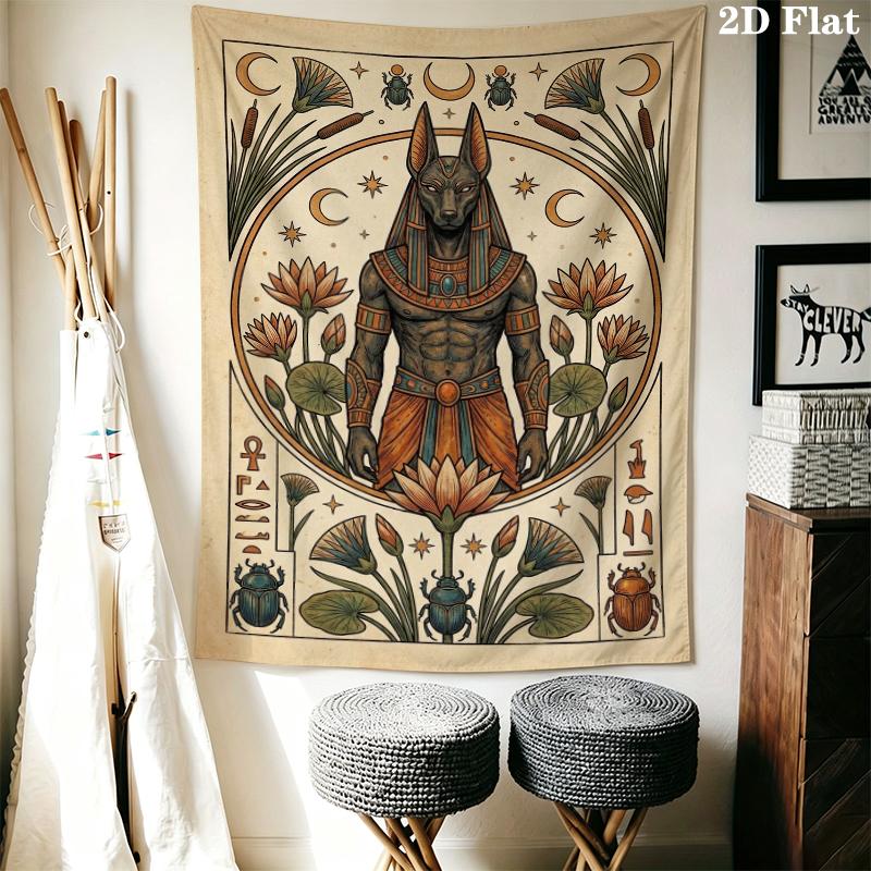 Anubis Wall Tapestry Aesthetic Wall Hanging Printed Fabric Blanket Decorative Tapestries for Bedroom Living Room Home Decor