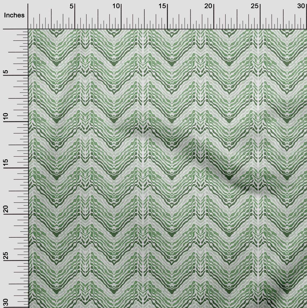 oneOone Cotton Flex Green Fabric Chevron Quilting Supplies Print Sewing Fabric By The Yard 40 Inch