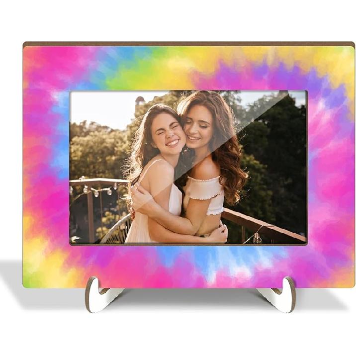 Leopard Print Picture Frames, Decorative Wood Photo Frames Birthday Gifts for Sister Women Girls Mom Daughter Tabletop Display 4x6 Photo Living Room