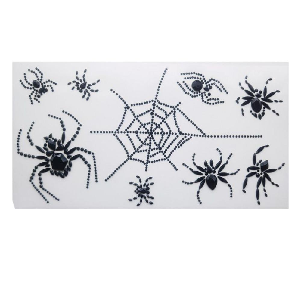 Waterproof Halloween Temporary Tattoos 3D Halloween Face Rhinestone Sticker  Festive