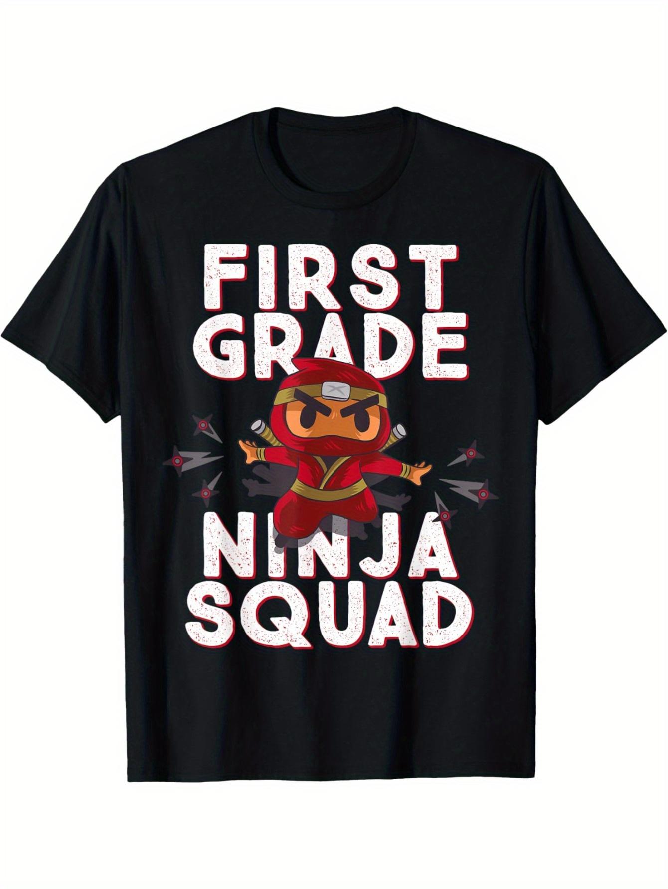 Funny Group T-Shirt for The First Day of First Grade Ninja Squad L