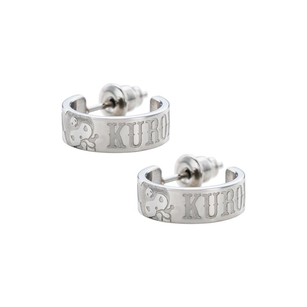 Kuromi Sanrio Charaktere Edelstahl Ohrringe Halbreif beidseitig [Weißklee] (2 Stück/für die Ohren) SAST-P003SV