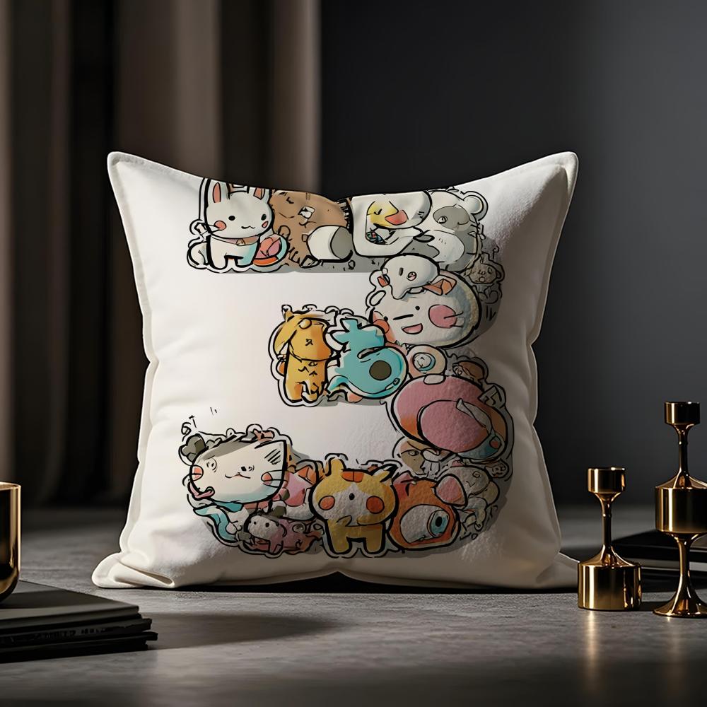 Digital Design Cushion Cover Anti-dustmite Pillowcase Invisible Zipper Silky Short Plush Sofa Cushion Cover