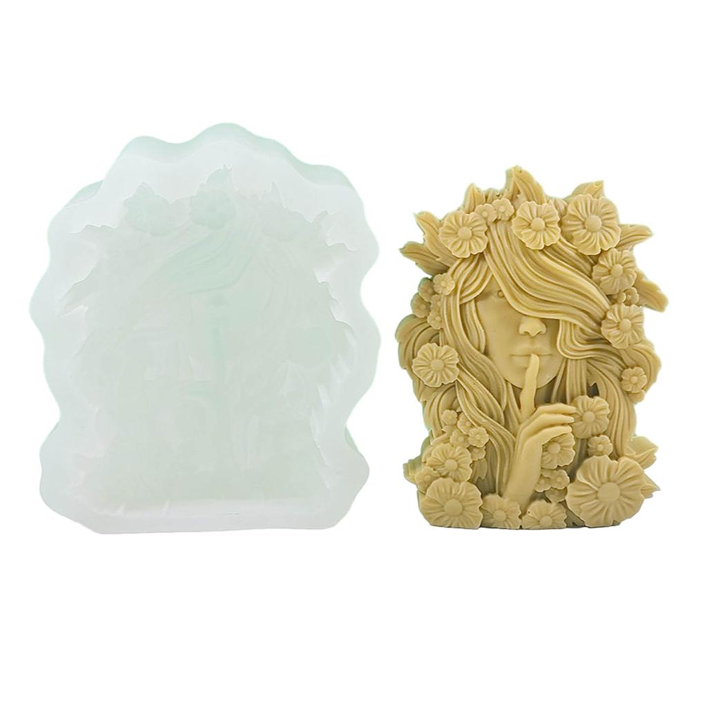Flower Fairy Silicone Candle Mold 3D Girl Plaster Mould Cake Chocolate Making Tool Gypsum Soap Molds DIY Crystal Resin