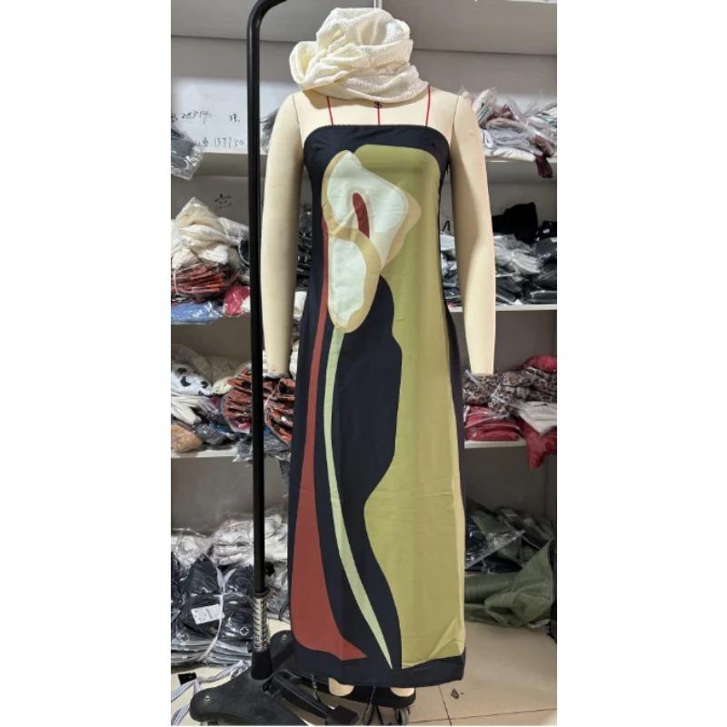 Avokádově zelené kontrastní květinové šaty bez ramínek volné dámské rovné bez zad 2024 dámské ležérní dovolenkové plážové Vestido