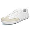 Fashion Men Leather Casual Shoes Round Toe Flat Skate Shoes Street Breathable Lace-up Sneaker