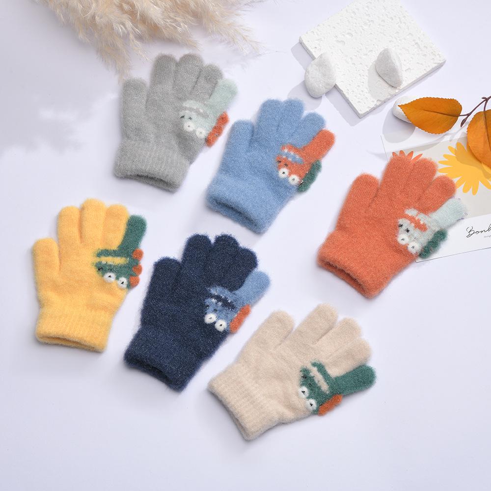 

Children s Dinosaur Winter Gloves - Warm Knitted, Windproof, for Boys & Girls One Size