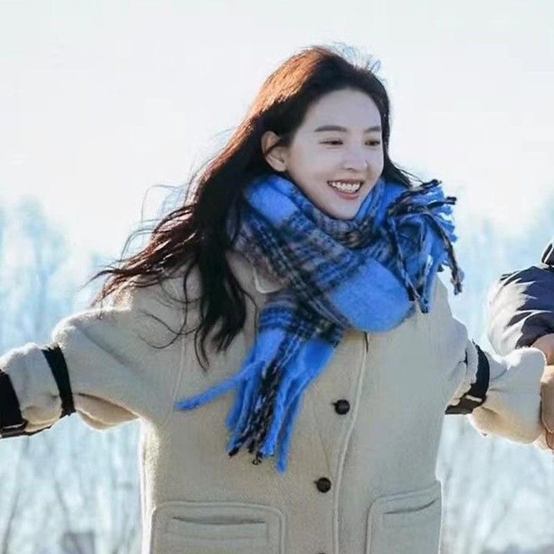 New mohair scarf autumn and winter Korean high-end versatile Maillard imitation cashmere warm