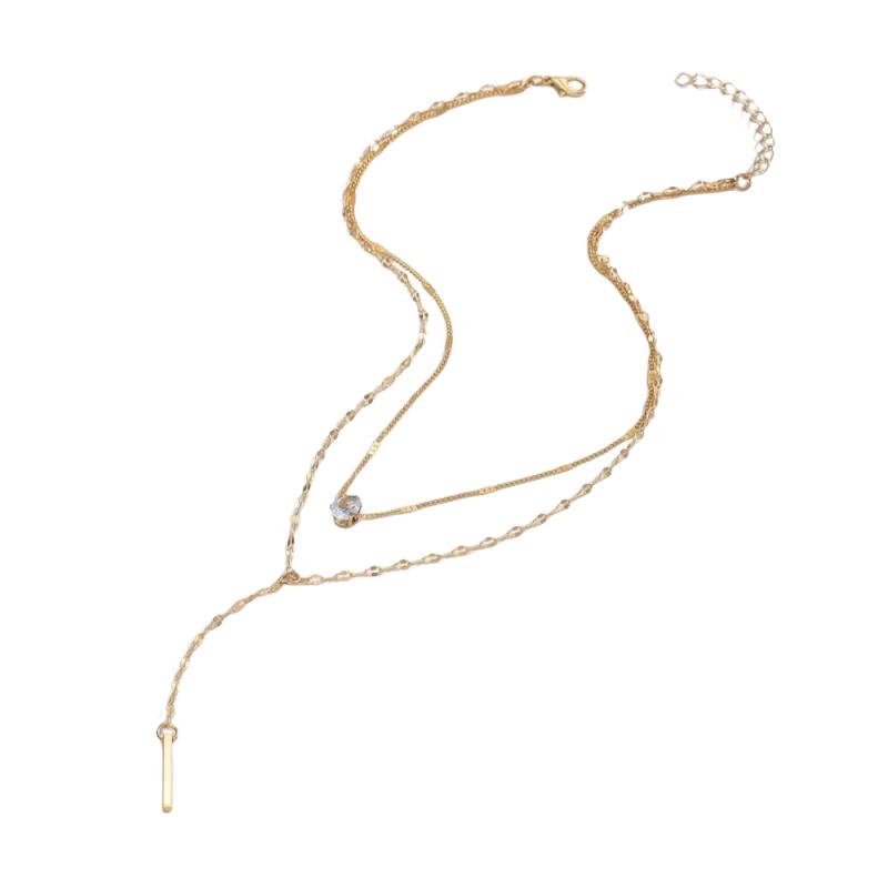 Bar Charm Necklace Adjustable Double Layer Necklace Y-Shaped Necklace Shiny For Gift For Girlfriends Daily Wear Evening Dress