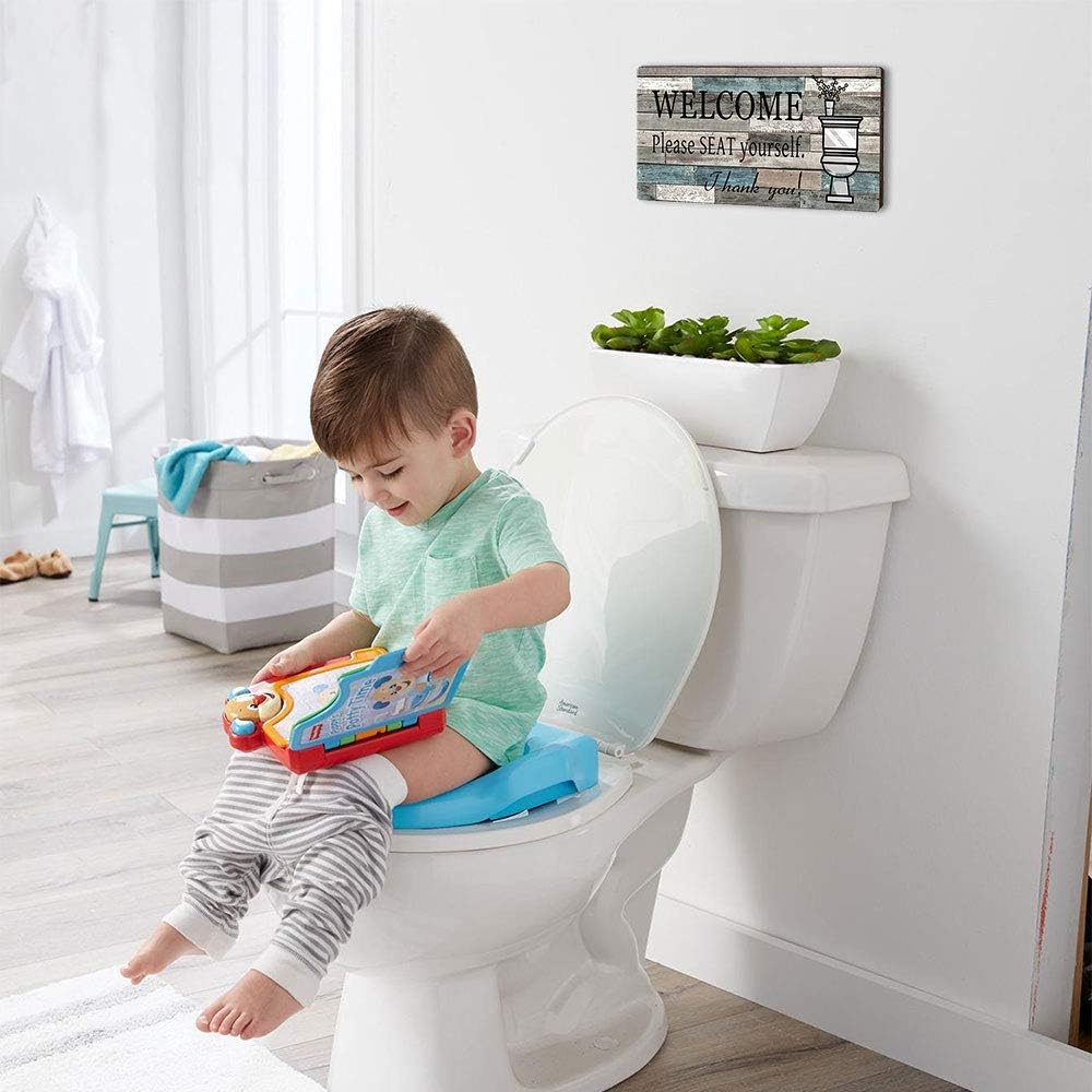 Funny Bathroom Wall Decor Sign Farmhouse Rustic Bathroom Decorations Wall Art 16  by 8  Please Seat Yourself Large Wood Plaque Wall Hanging Sign