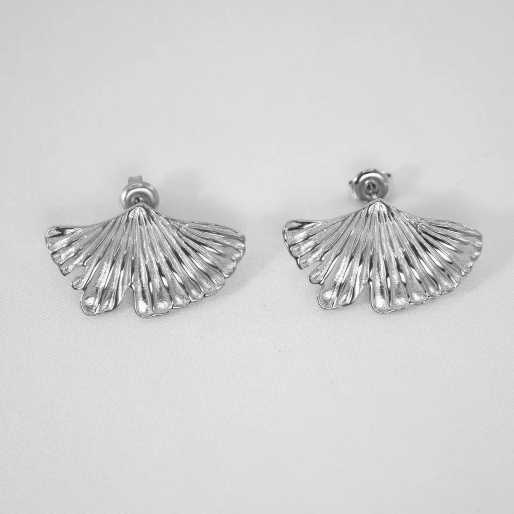 CARLIDANA Gold Plated Geometric Fan-shaped Circle Exaggerated Statement Punk Stainless Steel Twisted Earring Jewelry for Women