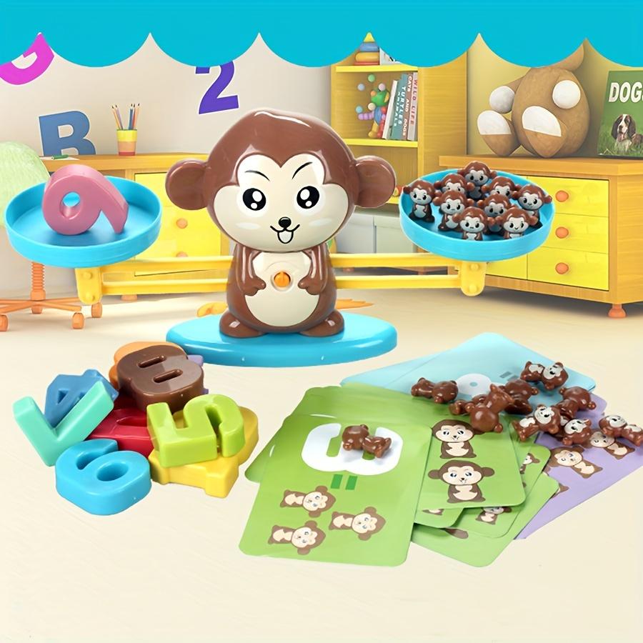 1 educational monkey balance scale toy, plastic math learning game, suitable for children, unisex kindergarten balance board, ideal gift