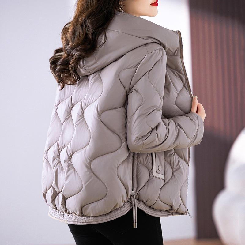 Cotton Women's Short Style Thin and Light Jacket with A Hood for Women