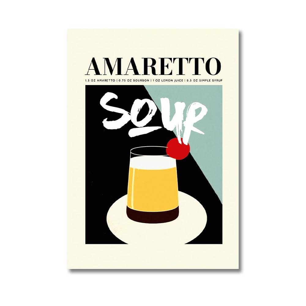 Retro Cocktail Posters Juice Alcohol Drinks Mojito Bramble Wall Art Canvas Painting Print Pictures for Bar Kitchen Home Decor