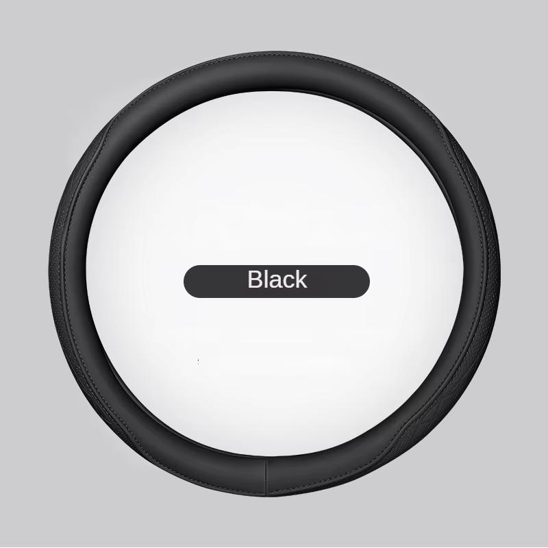 Napa Leather Perforated Patchwork Car Steering Wheel Cover, Non-slip, Breathable, Universal 15 Inch (Approx. 38.1cm)