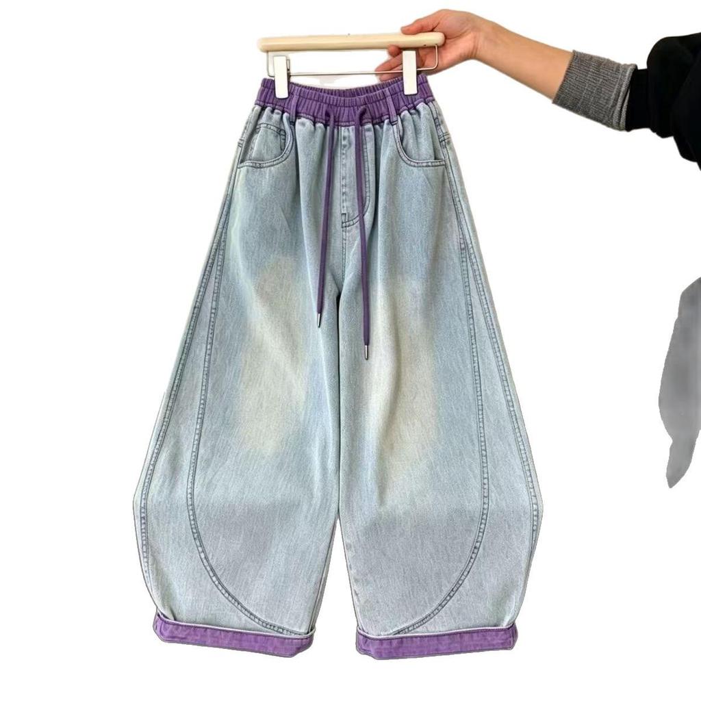 Jeans Patchwork Coupe Large pour Enfants 2026 - Denim Super Doux et Fin pour Garçons et Filles, Tailles Moyennes et Grandes, Polyvalents pour l'Été.