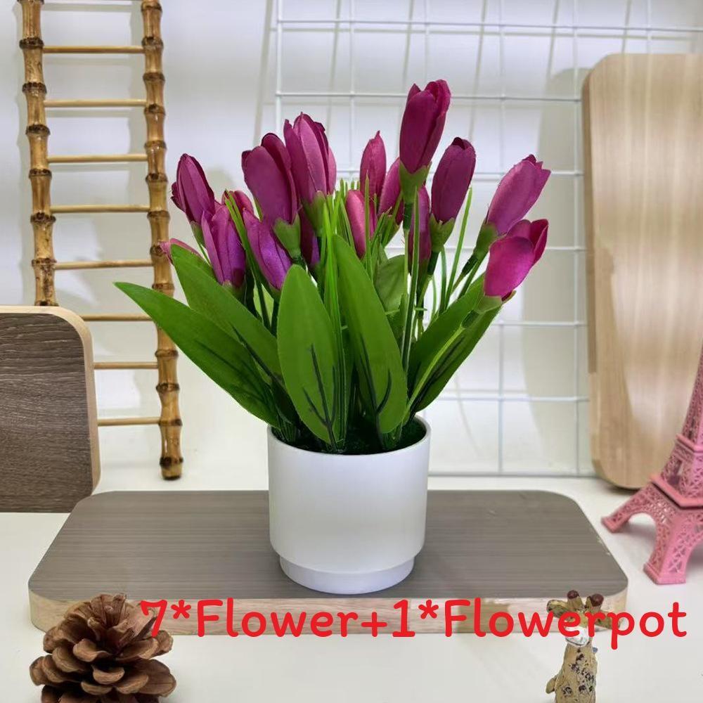 Tulip Faux Potted Plant Decorative Greenery For Party Decorations And Hospitality Settings