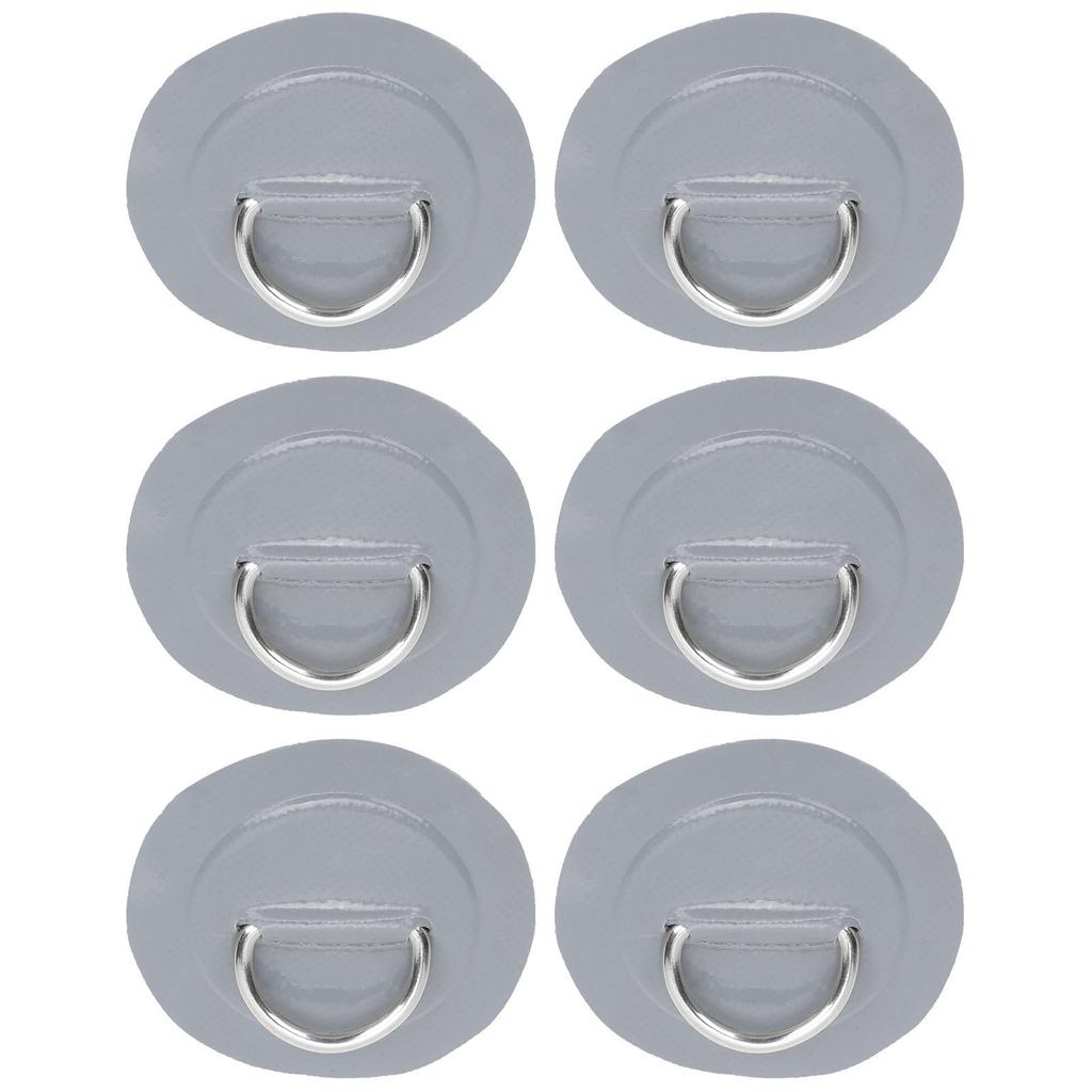 6 Pcs PVC D Ring Patch Elastic Rope Set Stainless Steel D Ring Patch Bungee Cord SetGray